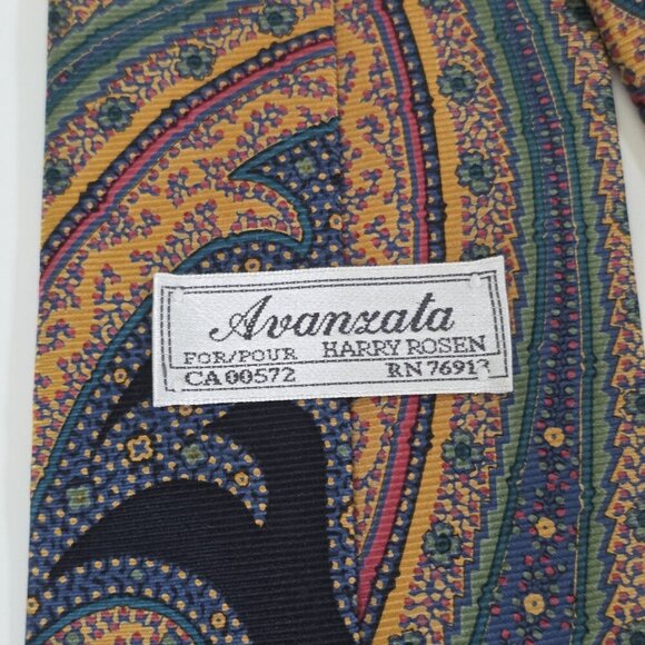 Avanzata Silk Tie Multicolor Paisley Boho Handcrafted Canada W 4 L 58.25 inches - Picture 6 of 16